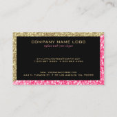 Geometrisches rosa und goldenes Glitzer Modern Des Visitenkarte (Rückseite)