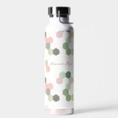 Geometrisches Rosa und grüne Wabenrübe | Monogramm Trinkflasche (Links)