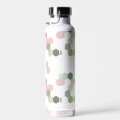 Geometrisches Rosa und grüne Wabenrübe | Monogramm Trinkflasche (Rechts)