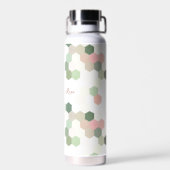 Geometrisches Rosa und grüne Wabenrübe | Monogramm Trinkflasche (Rückseite)