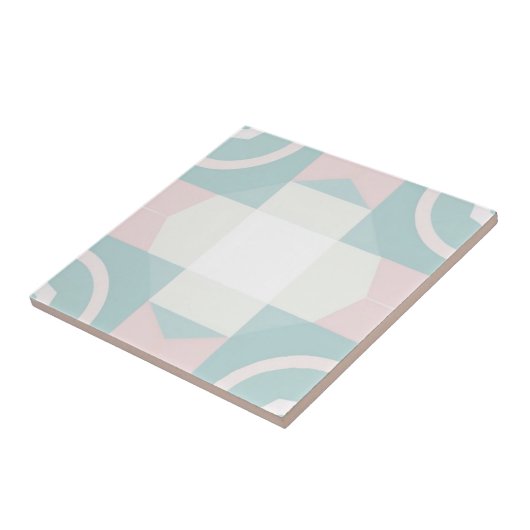 Geometrisches rosa und grünes Muster Fliese (Seite)