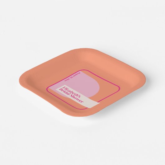 Geometrisches Rosa und Orange Pappteller (Gewinkelt)