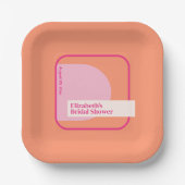 Geometrisches Rosa und Orange Pappteller (Vorderseite)