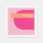 Geometrisches Rosa und Orange Serviette (Vorderseite)