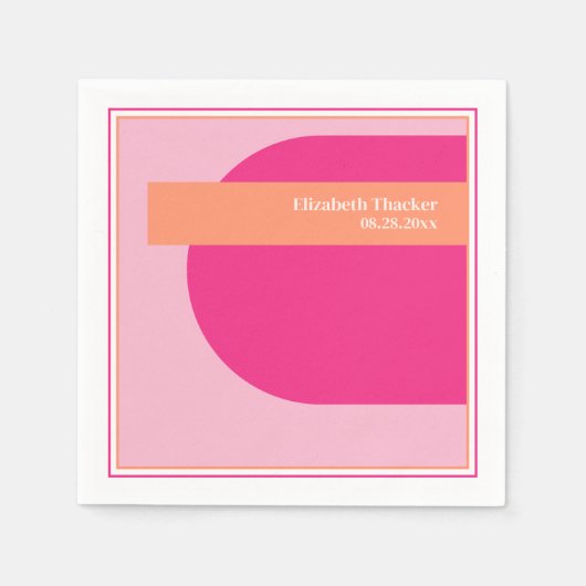 Geometrisches Rosa und Orange Serviette (Vorderseite)