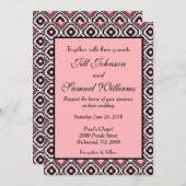 Geometrisches Rosa und Schwarz Moderne Hochzeit Einladung (Vorne/Hinten)