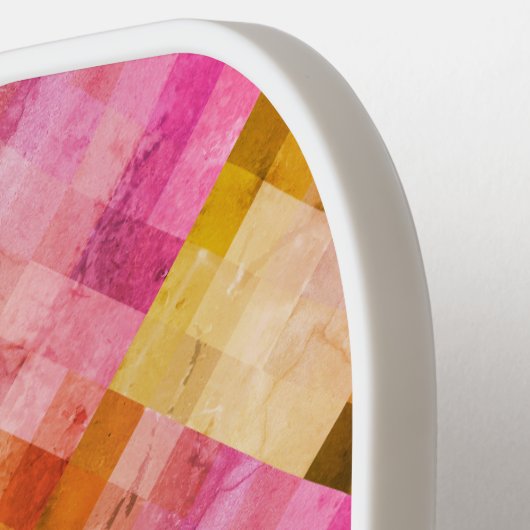 Geometrisches rosa Wasserfarbmuster Pickleball Schläger (Linke Seite)