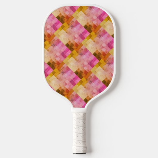 Geometrisches rosa Wasserfarbmuster Pickleball Schläger (Vorderseite)