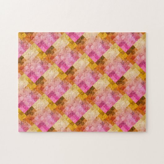 Geometrisches rosa Wasserfarbmuster Puzzle (Horizontal)