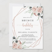 Geometrisches Rose-Brunch und Bubbly-Brautparty Einladung (Vorderseite)