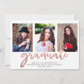 Geometrisches Rose Gold Handgeschriebenes Abschlus Ankündigung (Vorderseite)