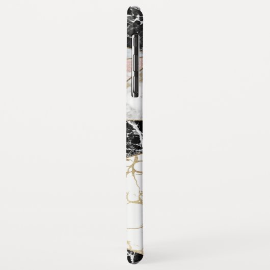 Geometrisches RosengoldSchwarz-weißer Marmor Case-Mate iPhone Hülle (Hinten/Links)