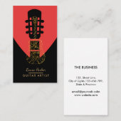 Geometrisches Rot Gitarren-Musik-Spieler-Künstler Visitenkarte (Vorne/Hinten)