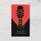 Geometrisches Rot Gitarren-Musik-Spieler-Künstler Visitenkarte (Vorderseite)