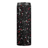 Geometrisches Rot-Schwarz-Terrazzo-Monogramm Thermosbecher (Rückseite)