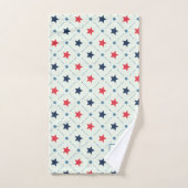 Geometrisches rotes blaues Sternchen-Punktlinienmu Badhandtuch Set (Handtuch)