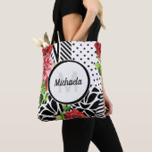 Geometrisches rotes Blumenmonogramm Tasche (Von Nahem)