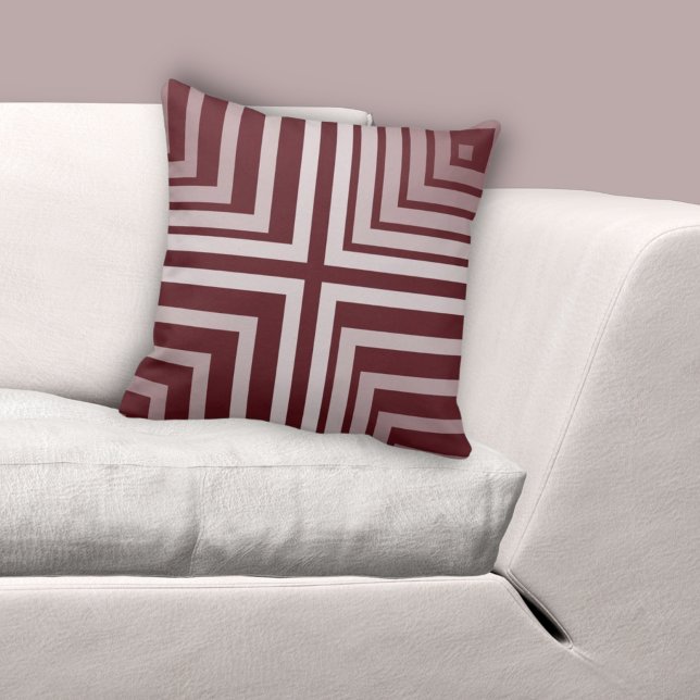 Geometrisches rotes Eckmuster Kissen (Geometric Red Angular Corners Pattern Throw Pillow)