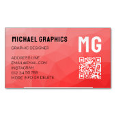 Geometrisches rotes Farbverlaufsmuster QR-Code Magnetische Visitenkarte (Vorderseite)