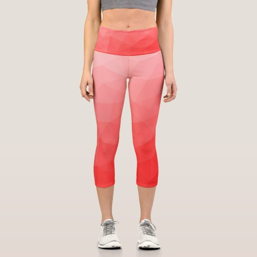 Geometrisches rotes Gefälle Capri Leggings (Vorderseite)