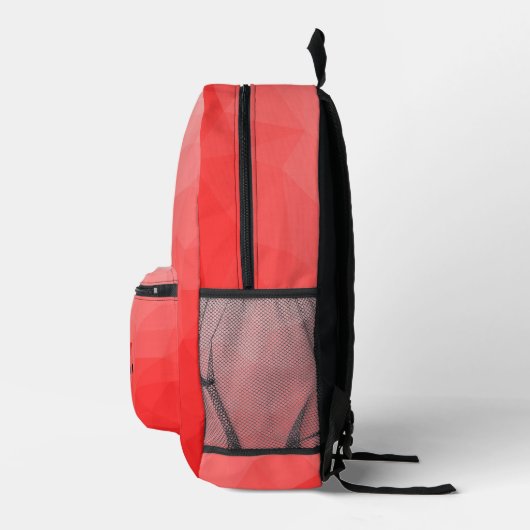 Geometrisches rotes Gradientenmuster Monogramm Bedruckter Rucksack (Rechts)