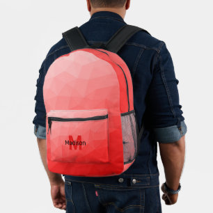 Geometrisches rotes Gradientenmuster Monogramm Bedruckter Rucksack