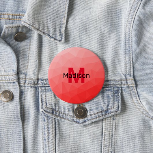Geometrisches rotes Gradientenmuster Monogramm Button (Beispiel)