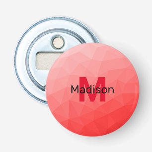 Geometrisches rotes Gradientenmuster Monogramm Flaschenöffner