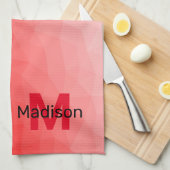 Geometrisches rotes Gradientenmuster Monogramm Geschirrtuch (Viertel Falte)