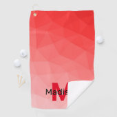 Geometrisches rotes Gradientenmuster Monogramm Golfhandtuch (Insitu)