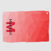 Geometrisches rotes Gradientenmuster Monogramm Golfhandtuch (Horizontal)