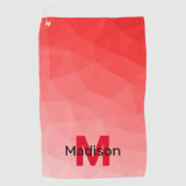 Geometrisches rotes Gradientenmuster Monogramm Golfhandtuch (Vorderseite)