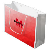 Geometrisches rotes Gradientenmuster Monogramm Große Geschenktüte (Vorderseite Schrägansicht)