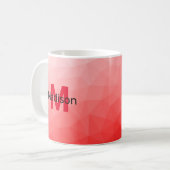 Geometrisches rotes Gradientenmuster Monogramm Kaffeetasse (Vorderseite Links)