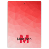 Geometrisches rotes Gradientenmuster Monogramm Klemmbrett (Rückseite)