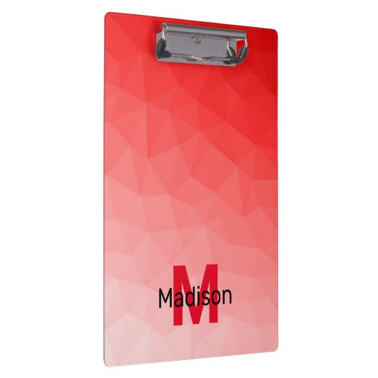 Geometrisches rotes Gradientenmuster Monogramm Klemmbrett (Rechts)