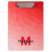 Geometrisches rotes Gradientenmuster Monogramm Klemmbrett (Vorderseite)