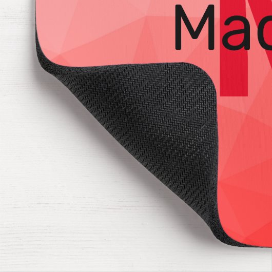 Geometrisches rotes Gradientenmuster Monogramm Mousepad (Ecke)