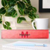 Geometrisches rotes Gradientenmuster Monogramm Namensplakette