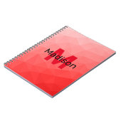 Geometrisches rotes Gradientenmuster Monogramm Notizblock (Linke Seite)