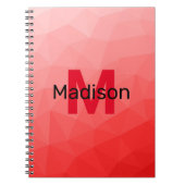 Geometrisches rotes Gradientenmuster Monogramm Notizblock (Vorderseite)