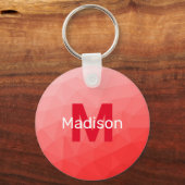 Geometrisches rotes Gradientenmuster Monogramm Schlüsselanhänger (Vorderseite)
