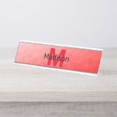 Geometrisches rotes Gradientenmuster Monogramm Schreibtischnamensplakette (Vorderseite )