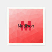 Geometrisches rotes Gradientenmuster Monogramm Serviette (Vorderseite)