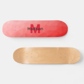 Geometrisches rotes Gradientenmuster Monogramm Skateboard (Horizontal)