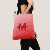 Geometrisches rotes Gradientenmuster Monogramm Tasche (Von Nahem)