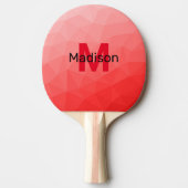 Geometrisches rotes Gradientenmuster Monogramm Tischtennis Schläger (Vorderseite)