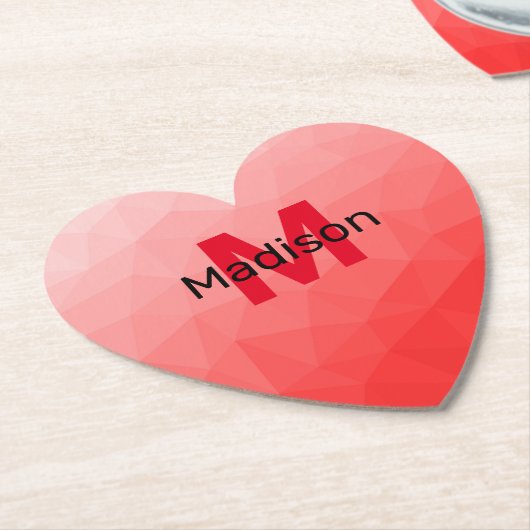 Geometrisches rotes Gradientenmuster Monogramm Untersetzer (angewinkelt)