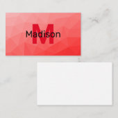 Geometrisches rotes Gradientenmuster Monogramm Visitenkarte (Vorne/Hinten)