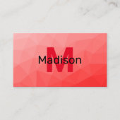 Geometrisches rotes Gradientenmuster Monogramm Visitenkarte (Vorderseite)